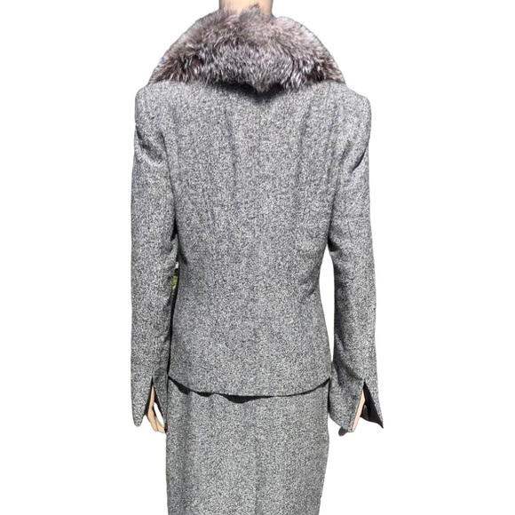 ESCADA skirt suit with Fox fur trim Sz m eu 38 - Picture 5 of 15